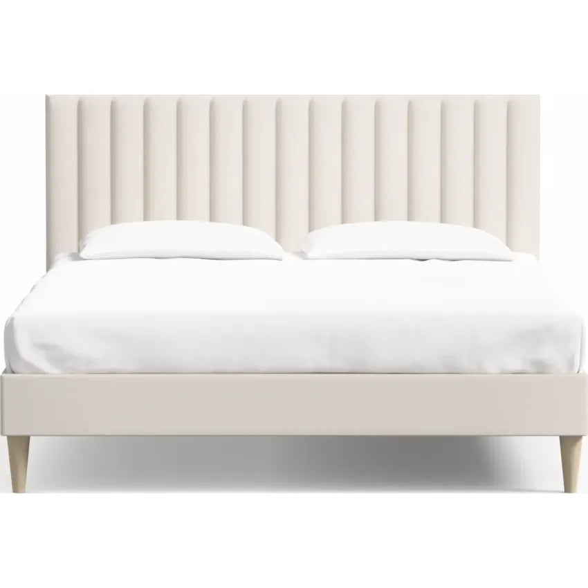 Lit Japandi 140x190 Velours Beige Matelassé – Eliot