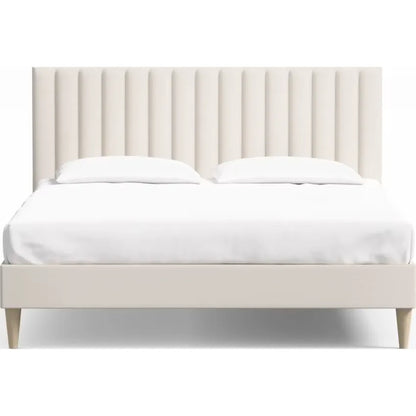 Lit Japandi 140x190 Velours Beige Matelassé – Eliot