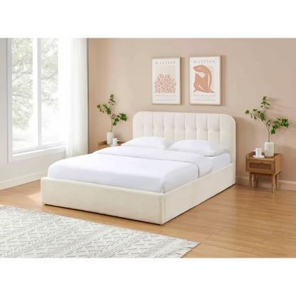 Lit Japandi 160x200 Coffre Bouclette Écru – Andre