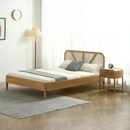 Lit Japandi 140x190 Chêne & Cannage Naturel – Leonie