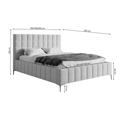 Lit Japandi 140x200 Tissu Chenille Grège – Szejlo