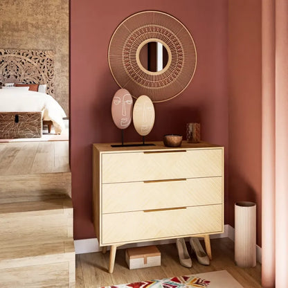 Commode Japandi 3 Tiroirs Sculptée – Axelle