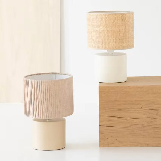 Lampe Japandi Dolomite Blanche & Raphia – Florentin