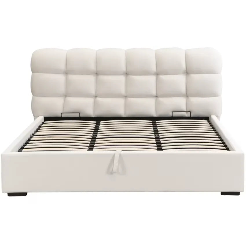 Lit Japandi 180x200 Coffre Velours Beige – Lola