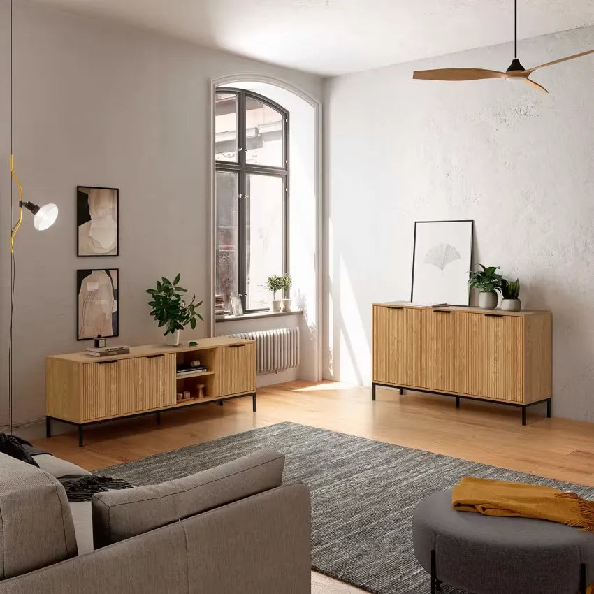 Meuble TV Japandi 3 Portes Bois – Monica