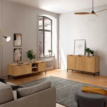 Meuble TV Japandi 3 Portes Bois – Monica