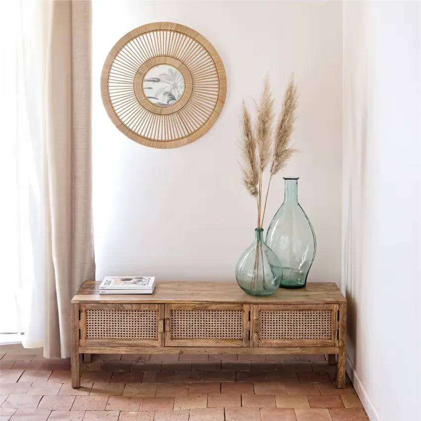 Meuble TV Japandi Cannage & Manguier 140 cm – Tiki