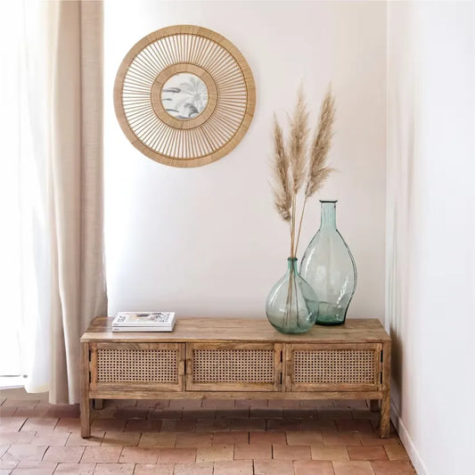 Meuble TV Japandi Cannage & Manguier 140 cm – Tiki