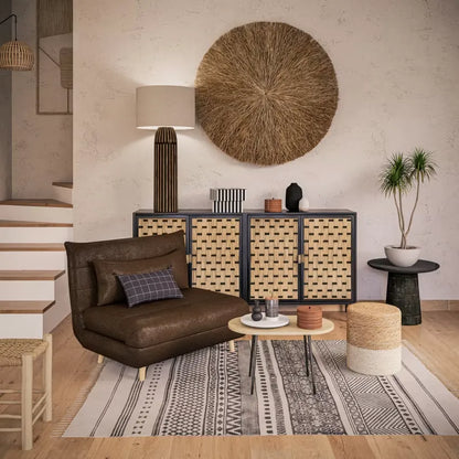 Pouf Japandi Jute Tressé Beige & Brun – Omar