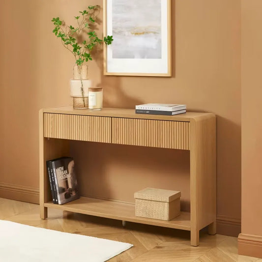 Console Japandi Bois Chêne 2 tiroirs 120 cm – Utica