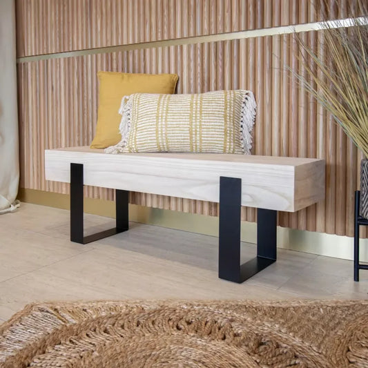 Banc Japandi Bois & Pieds Métal Noir – Ora