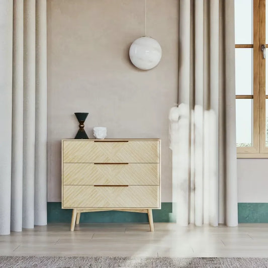 Commode Japandi 3 Tiroirs Sculptée – Axelle