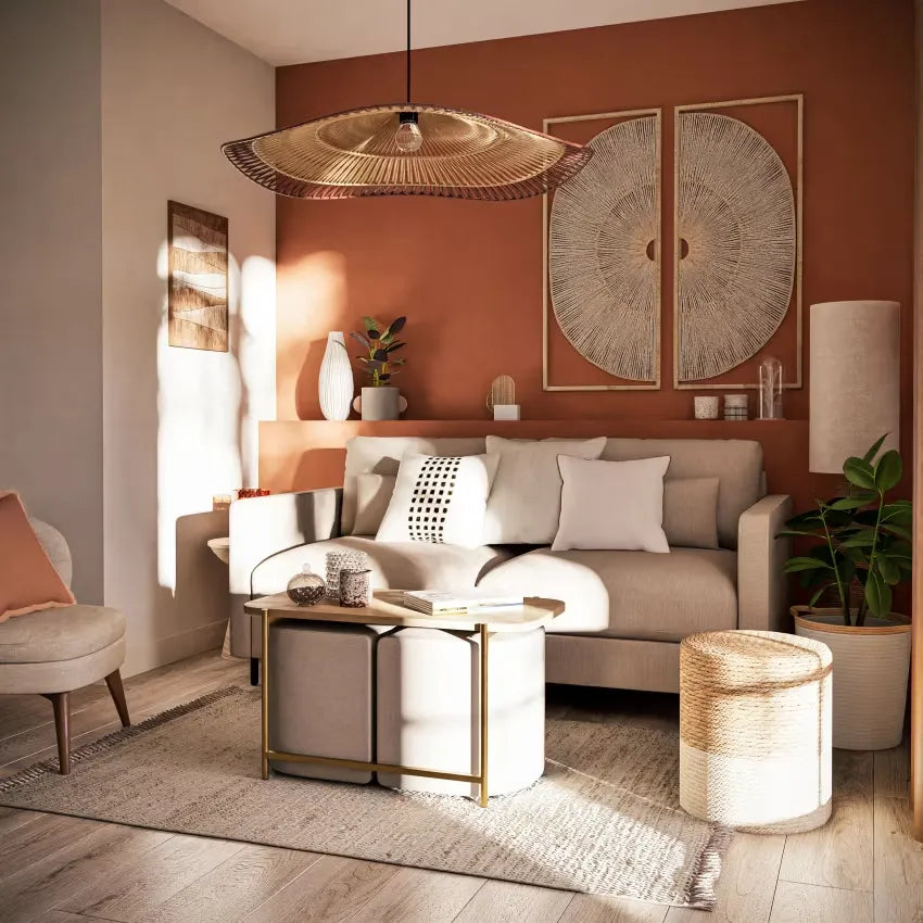 Pouf Japandi Jute Tressé Beige & Brun – Omar