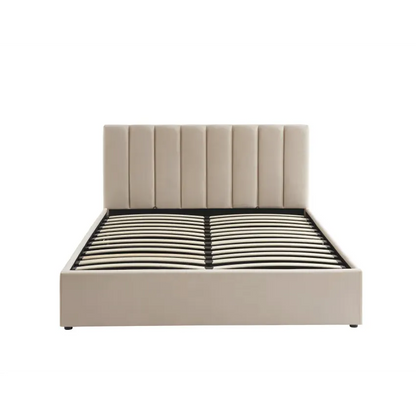 Lit Japandi 160x200 Coffre Tissu Beige – Marius