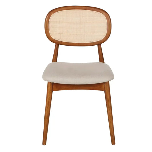 Chaise Japandi Hévéa & Lin Écru Tressage – Fifty