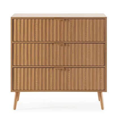 Commode Japandi 3 Tiroirs Effet Chêne 80 cm – Lluvia