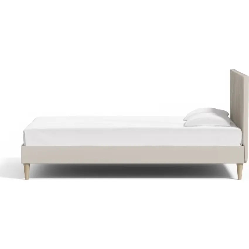 Lit Japandi 140x190 Velours Beige Matelassé – Eliot