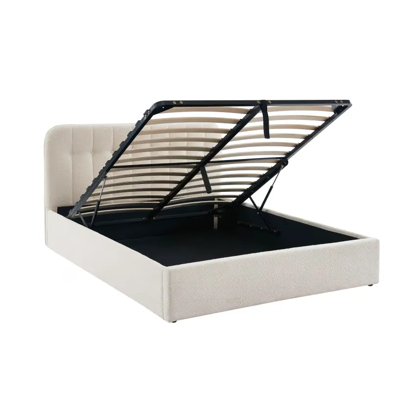 Lit Japandi 160x200 Coffre Bouclette Écru – Andre