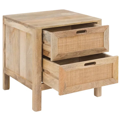 Table de chevet Japandi Manguier & Cannage 2 tiroirs – Félix