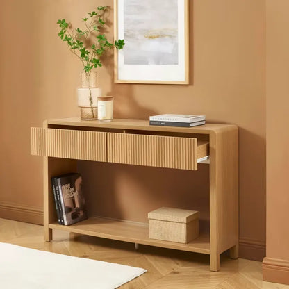 Console Japandi Bois Chêne 2 tiroirs 120 cm – Utica
