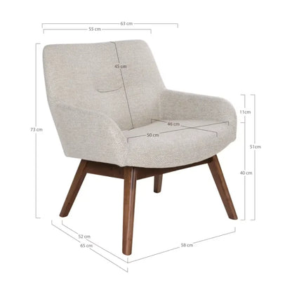 Fauteuil Japandi Tissu Écru & Bois Naturel – London