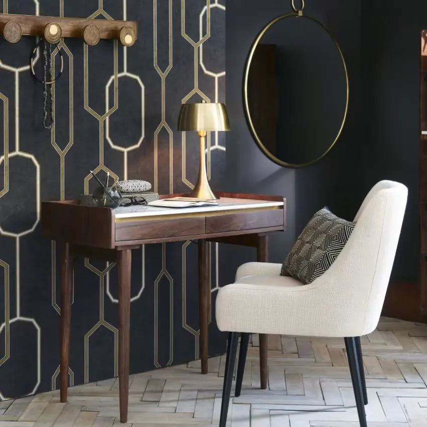Bureau Japandi Acacia Massif & Marbre Blanc – Cappuccino