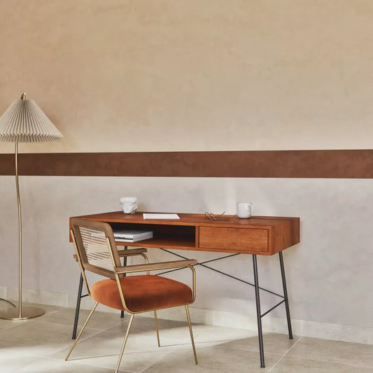 Bureau Japandi 1 tiroir Manguier & Métal Noir – Arty