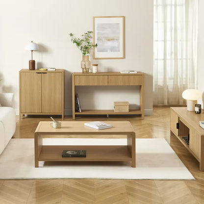 Console Japandi Bois Chêne 2 tiroirs 120 cm – Utica