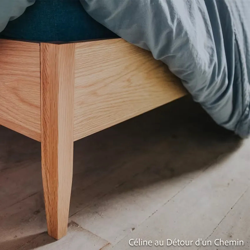 Lit Japandi 140x190 Chêne & Cannage Naturel – Leonie