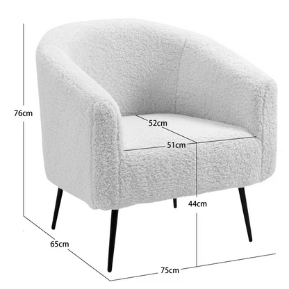 Fauteuil Japandi Métal & Bouclette Blanche – Élio