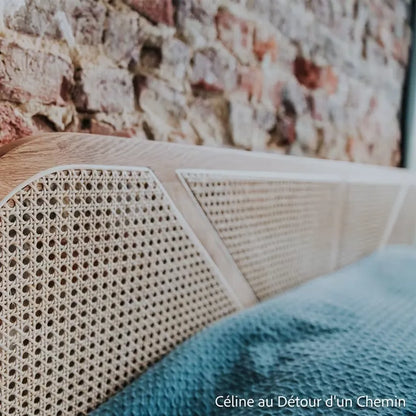 Lit Japandi 140x190 Chêne & Cannage Naturel – Leonie