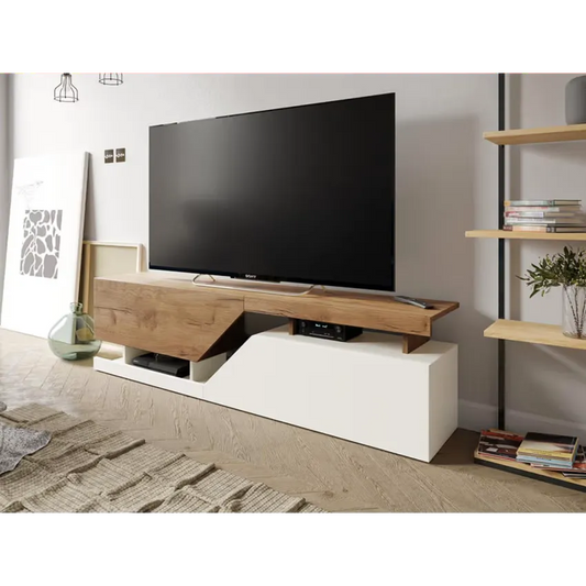 Meuble TV Japandi Industriel Bois Blanc 160 cm – Pitt