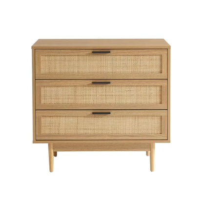 Commode Japandi Effet Chêne & Cannage Rotin 80 cm – Amana