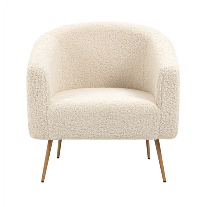 Fauteuil Japandi Métal & Bouclette Blanche – Élio