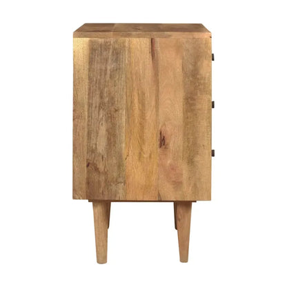 Table de chevet Japandi Bois 3 tiroirs Motif – Tali