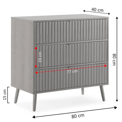 Commode Japandi 3 Tiroirs Effet Chêne 80 cm – Lluvia