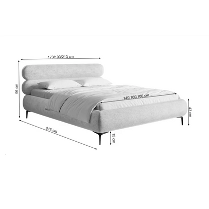 Lit Japandi 160x200 Coffre Chenille Grège & Pieds Dorés – Roule