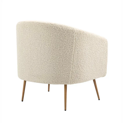 Fauteuil Japandi Métal & Bouclette Blanche – Élio