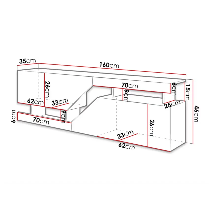 Meuble TV Japandi Industriel Bois Blanc 160 cm – Pitt