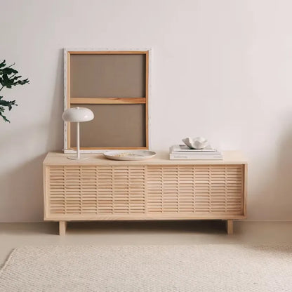 Meuble TV Japandi Pin Massif Naturel 120 cm – Moraira