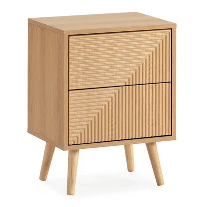 Table de chevet Japandi 2 tiroirs Effet Chêne – Telmo