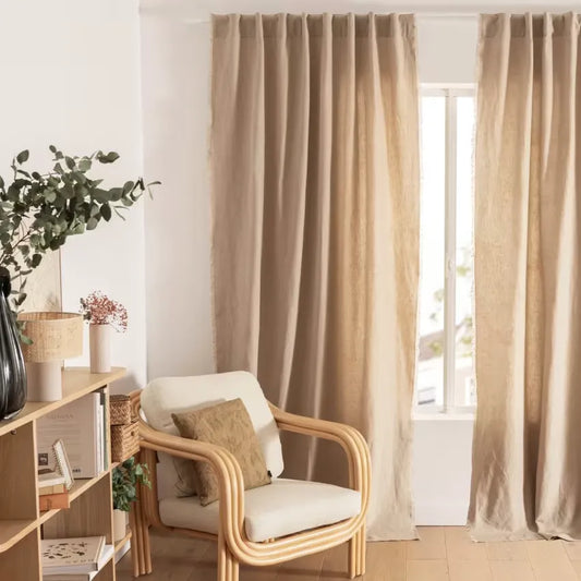 Rideau Japandi Pattes Cachées Coton & Lin Beige 140×250 – Viejoa