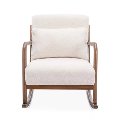 Fauteuil Japandi Rocking Chair Bouclette Blanche – Lorens