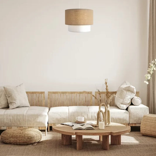 Suspension Japandi Rotin & Lin Blanc – Akna