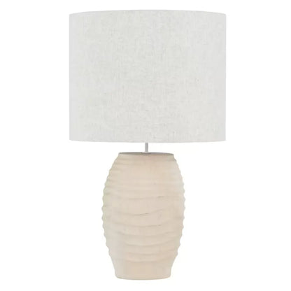 Lampe Japandi Bouleau Motif Vague & Lin Crème – Sorelle