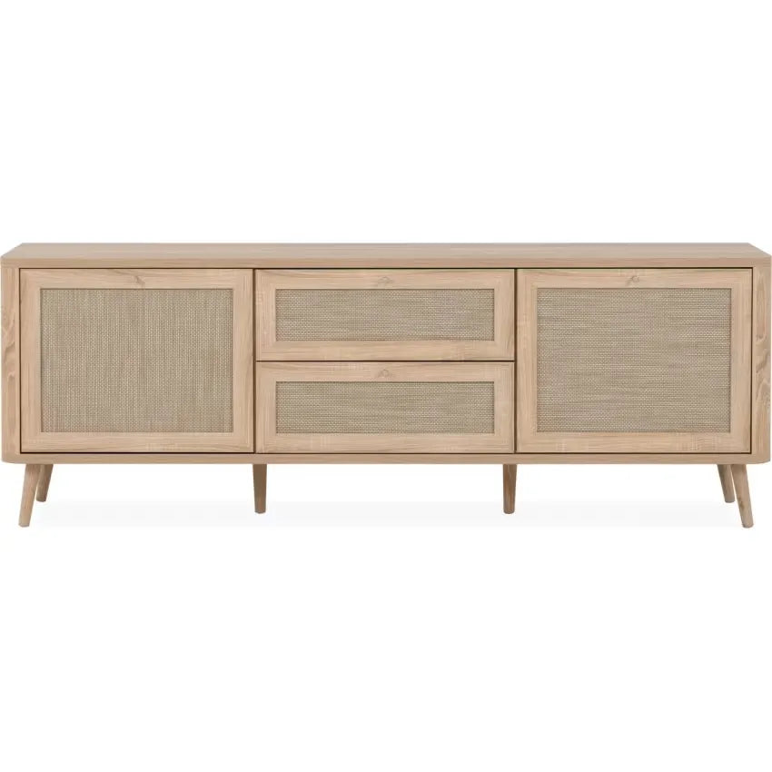 Meuble TV Japandi Cannage & Effet Bois 175 cm – Padang