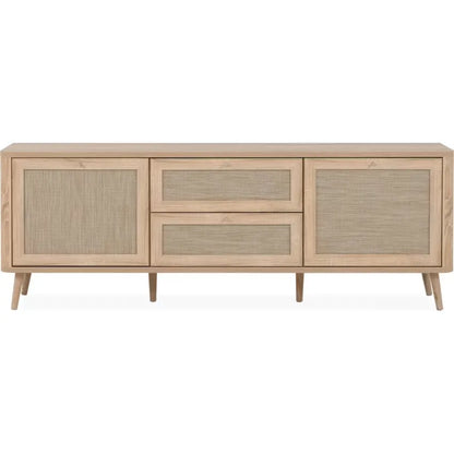 Meuble TV Japandi Cannage & Effet Bois 175 cm – Padang