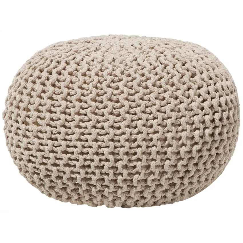 Pouf Japandi Tissu Beige 50×35 – Conrad