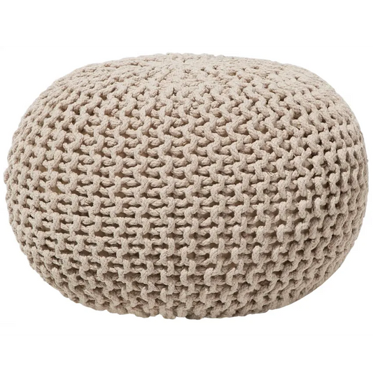 Pouf Japandi Tissu Beige 50×35 – Conrad