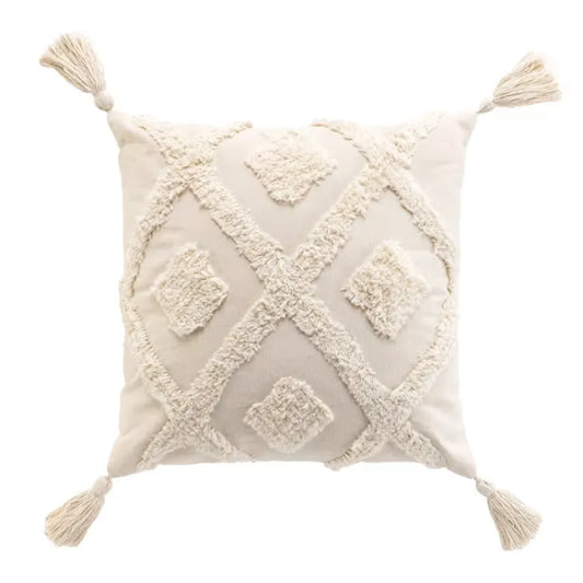 Coussin Japandi Pompons Tufte 40×40 – Inca